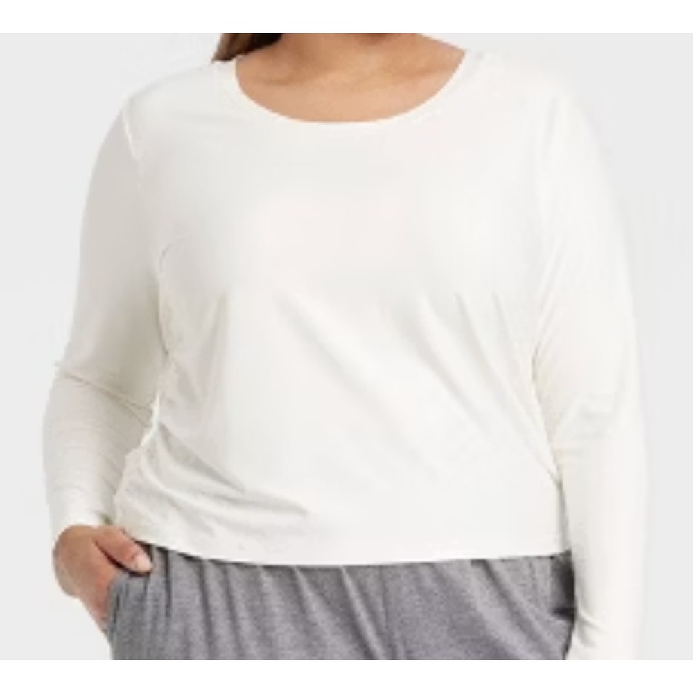 All In Motion XXL Activewear Long Sleeve Top Ribbed Side Cinch Semi-Fit - Picture 1 of 6